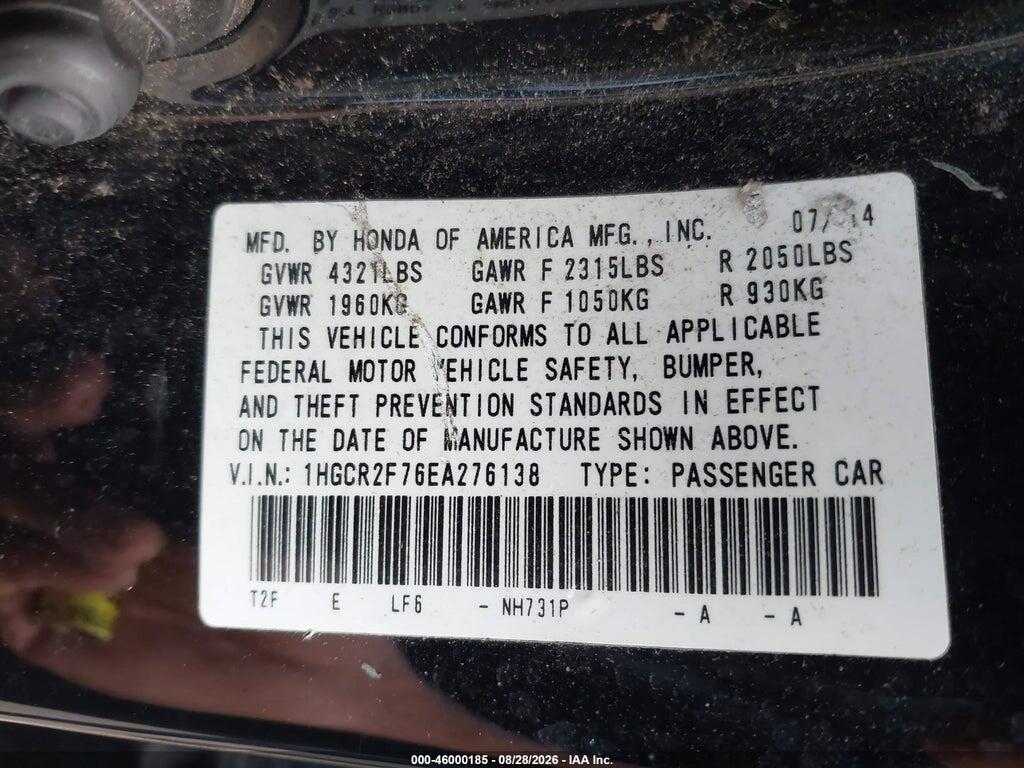 1HGCR2F76EA276138 2014 HONDA ACCORD photo no. 9