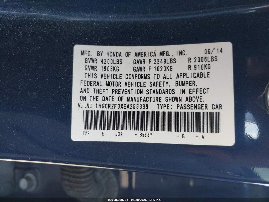 1HGCR2F3XEA255399 2014 HONDA ACCORD photo no. 9