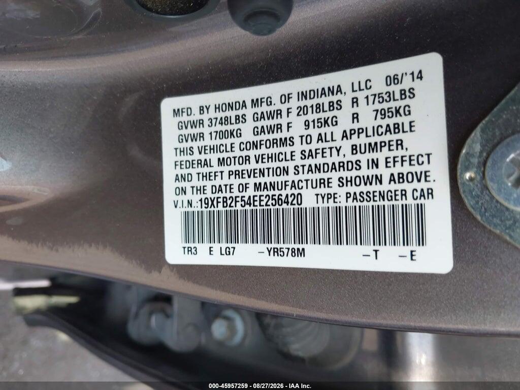 19XFB2F54EE256420 2014 HONDA CIVIC photo no. 9
