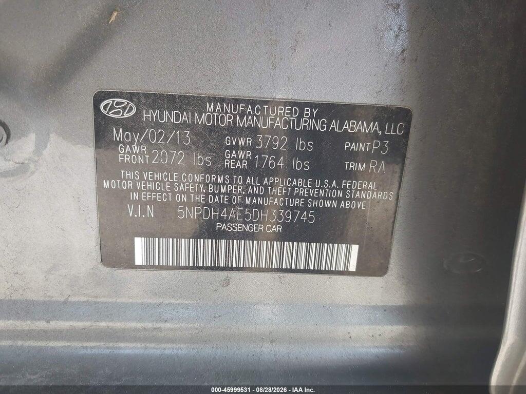 5NPDH4AE5DH339745 2013 HYUNDAI ELANTRA photo no. 9