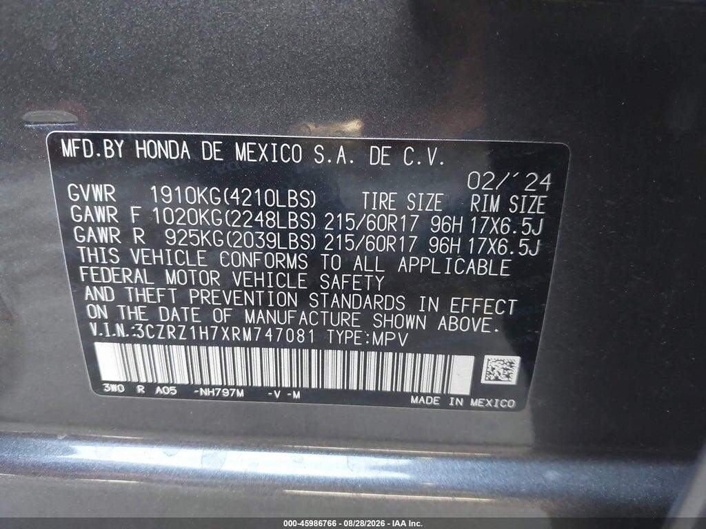 3CZRZ1H7XRM747081 2024 HONDA HR-V photo no. 9