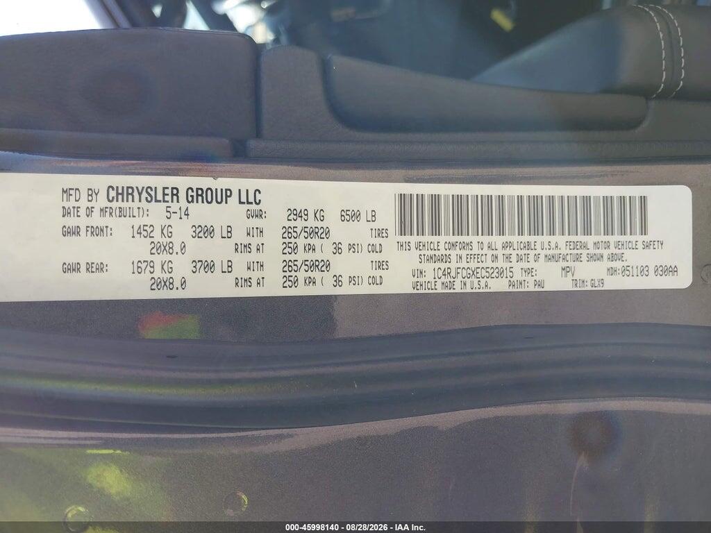 1C4RJFCGXEC523015 2014 JEEP GRAND CHEROKEE photo no. 9
