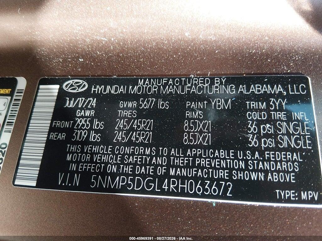 5NMP5DGL4RH063672 2024 HYUNDAI SANTA FE photo no. 9