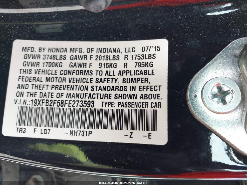 19XFB2F58FE273593 2015 HONDA CIVIC photo no. 9