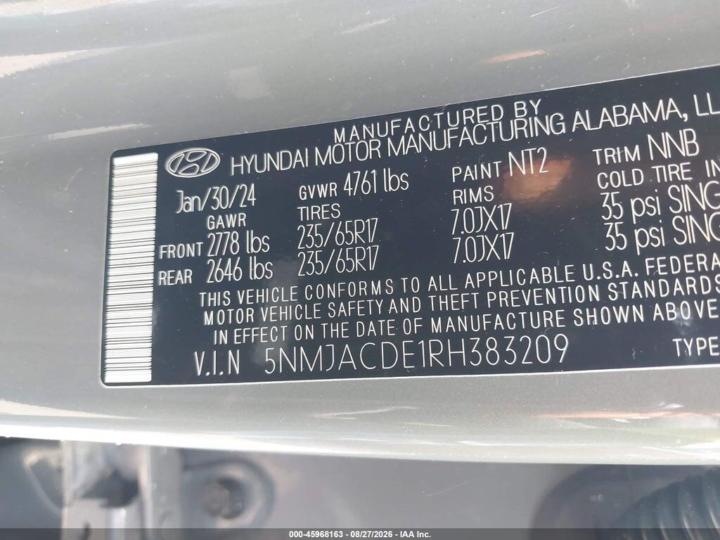 5NMJACDE1RH383209 2024 HYUNDAI TUCSON photo no. 9