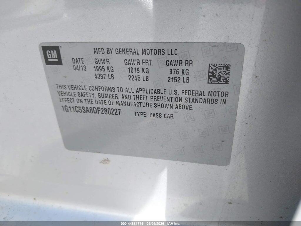 1G11C5SA8DF280227 2013 CHEVROLET MALIBU photo no. 9