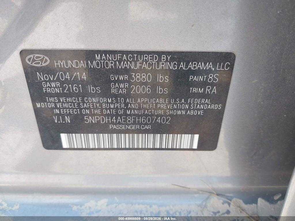 5NPDH4AE8FH607402 2015 HYUNDAI ELANTRA photo no. 9