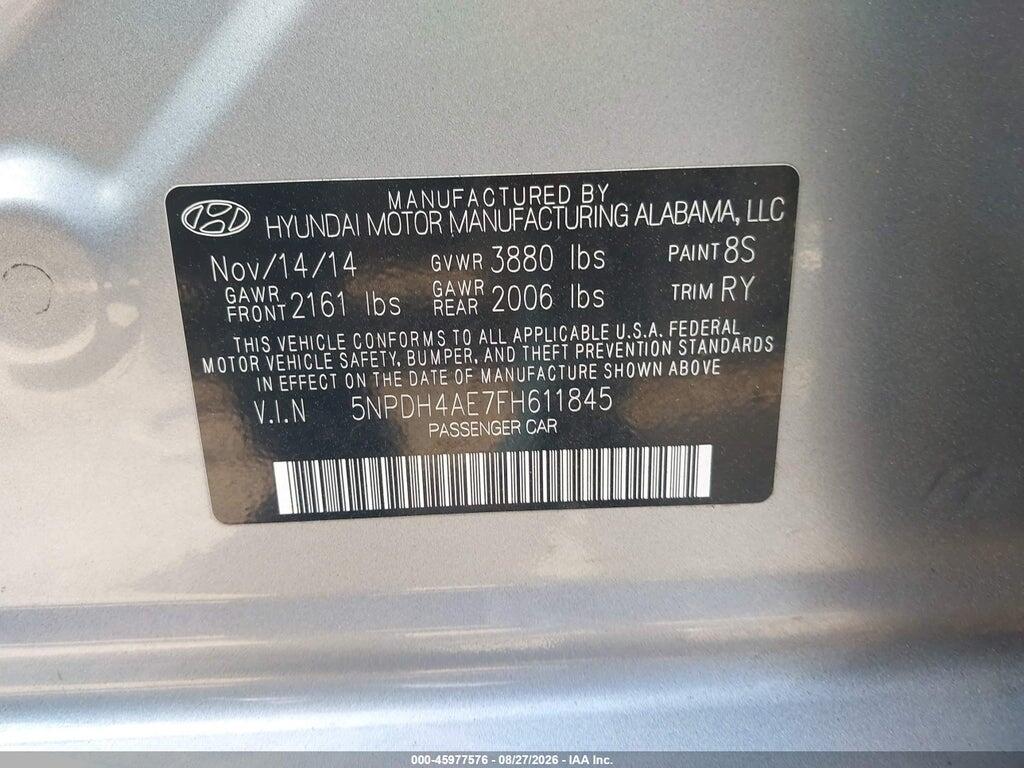 5NPDH4AE7FH611845 2015 HYUNDAI ELANTRA photo no. 9