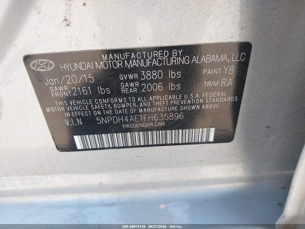 5NPDH4AE1FH635896 2015 HYUNDAI ELANTRA photo no. 9