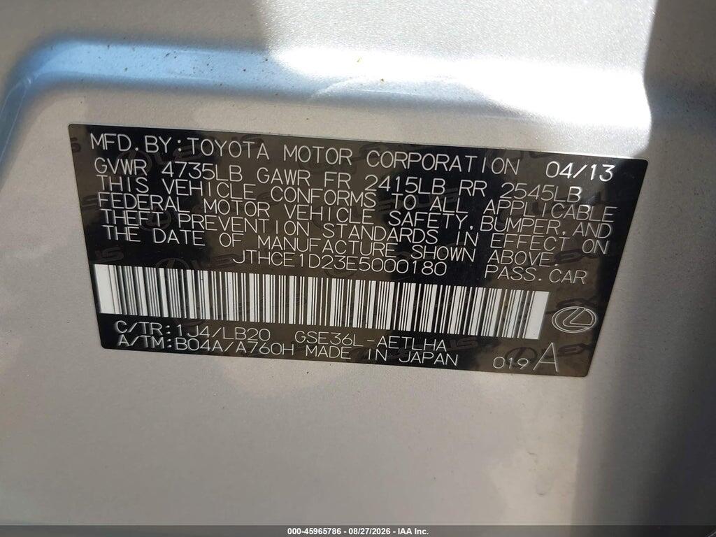 JTHCE1D23E5000180 2014 LEXUS IS 350 photo no. 9