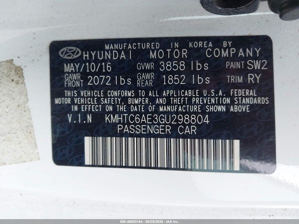 KMHTC6AE3GU298804 2016 HYUNDAI VELOSTER photo no. 9