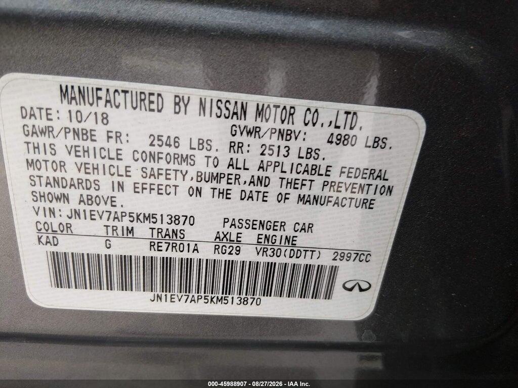 JN1EV7AP5KM513870 2019 INFINITI Q50 photo no. 9