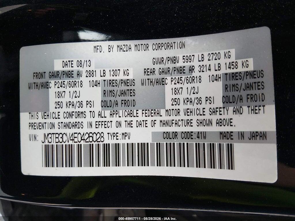 JM3TB3CV4E0426028 2014 MAZDA CX-9 photo no. 9