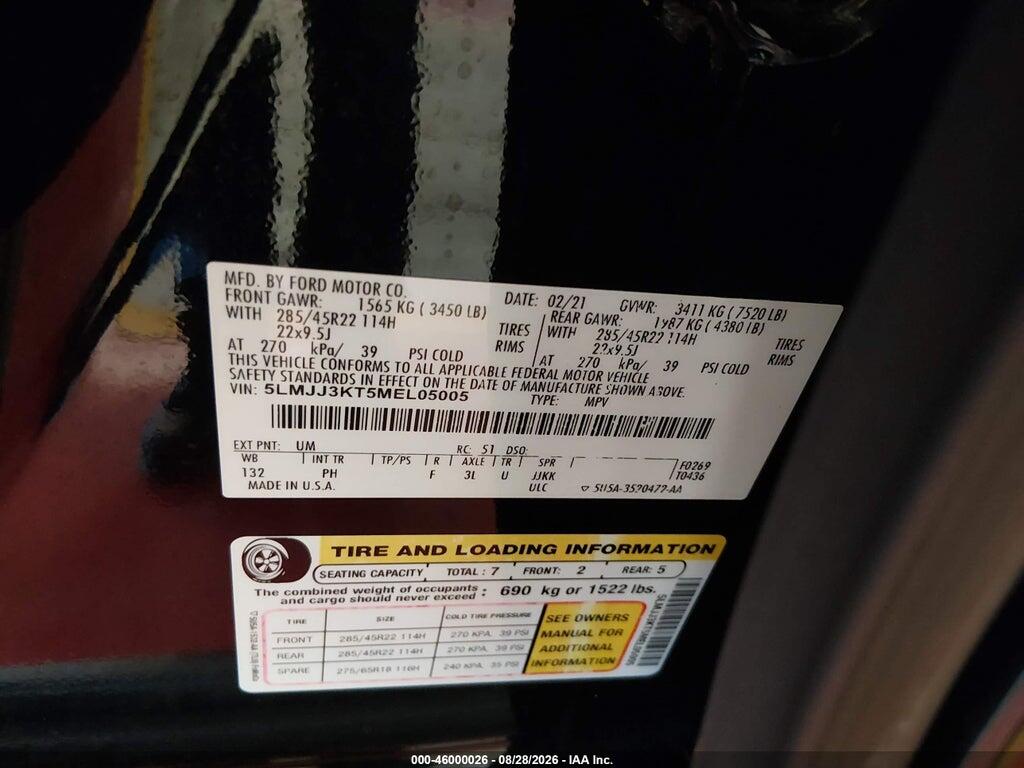 5LMJJ3KT5MEL05005 2021 LINCOLN NAVIGATOR photo no. 9
