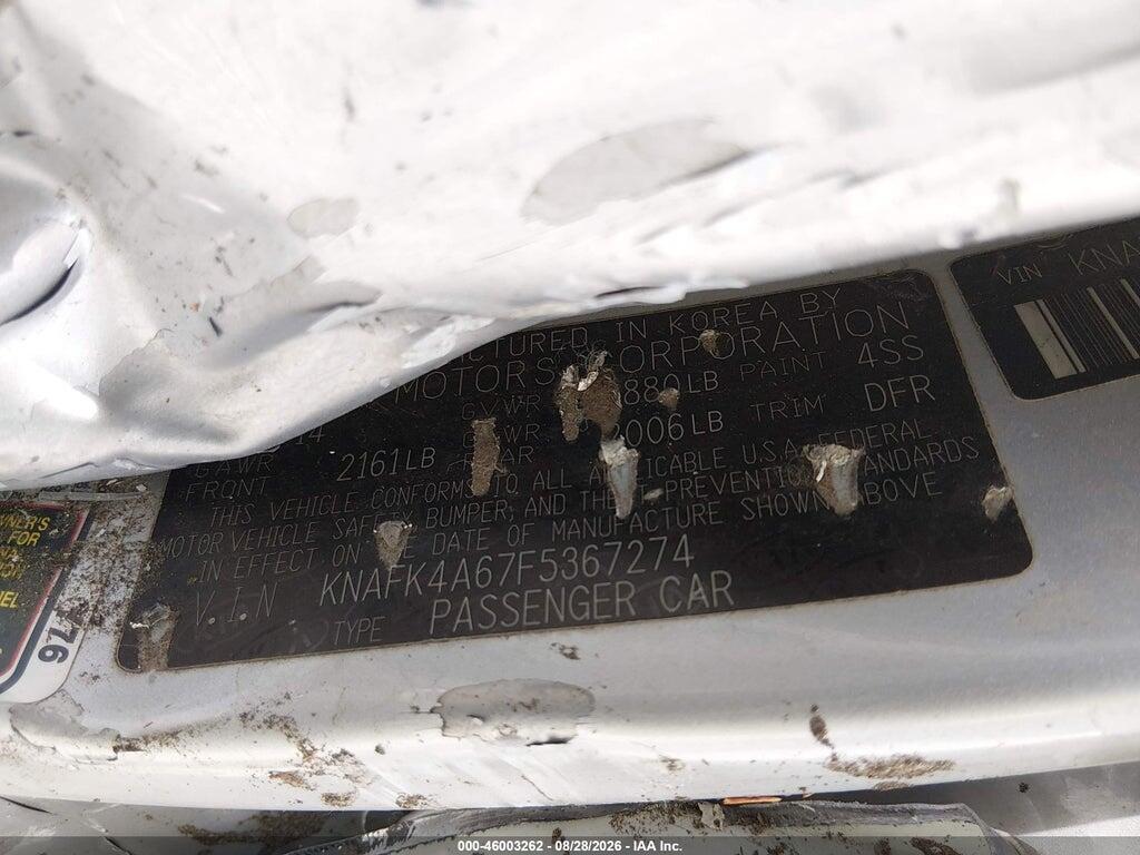 KNAFK4A67F5367274 2015 KIA FORTE photo no. 9