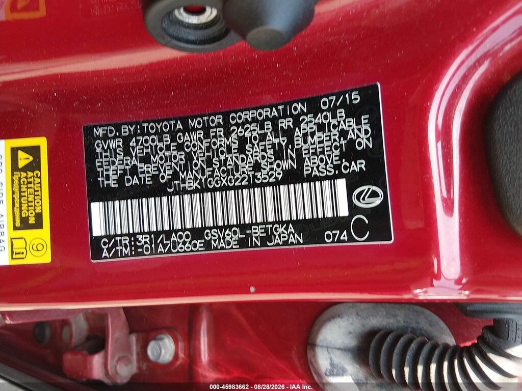 JTHBK1GGXG2213529 2016 LEXUS ES 350 photo no. 9