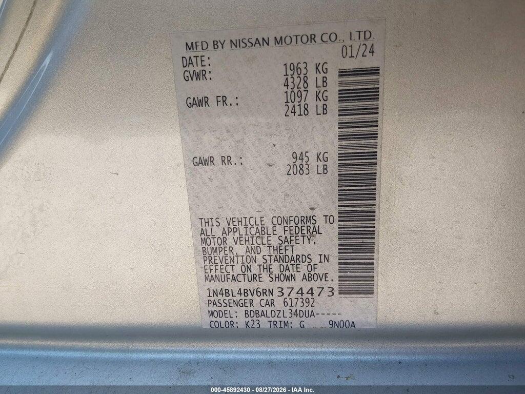 1N4BL4BV6RN374473 2024 NISSAN ALTIMA photo no. 9
