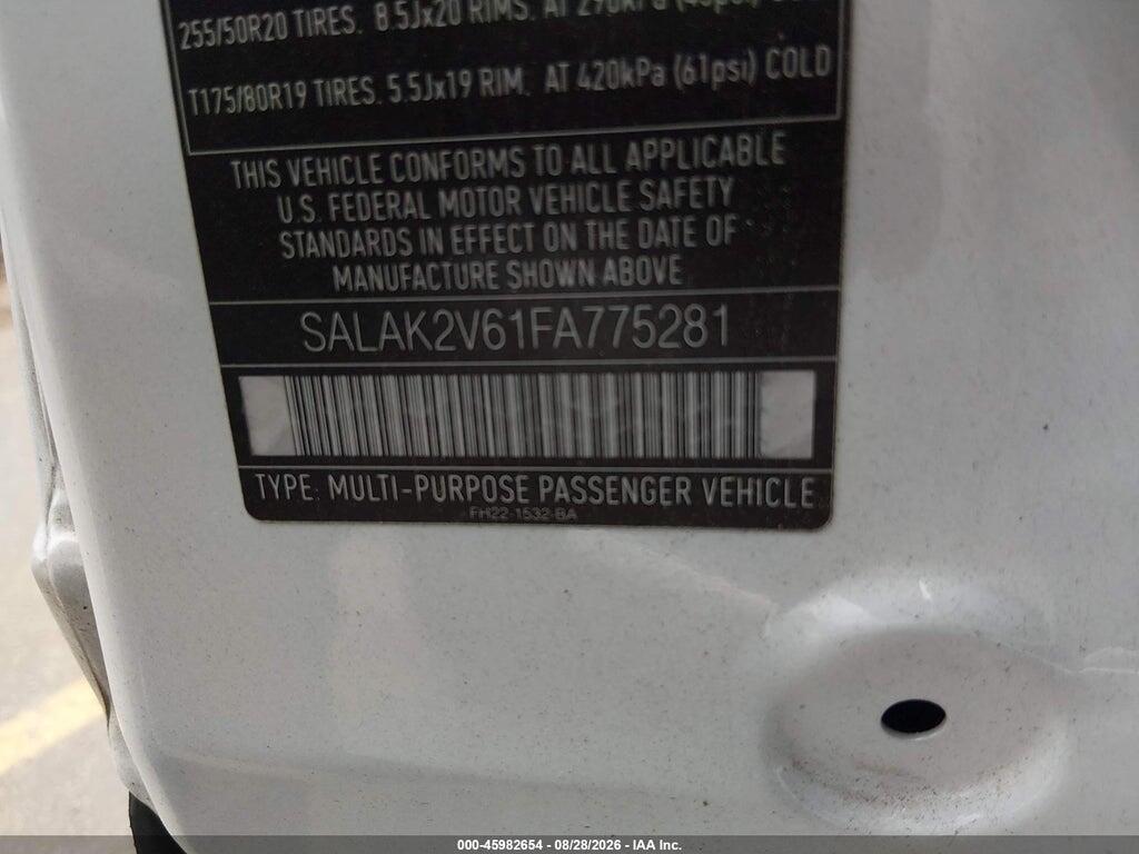 SALAK2V61FA775281 2015 LAND ROVER LR4 photo no. 9