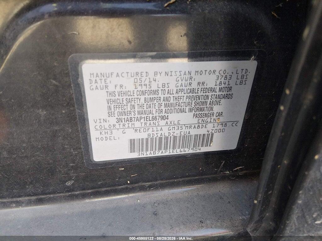 3N1AB7AP1EL667904 2014 NISSAN SENTRA photo no. 9