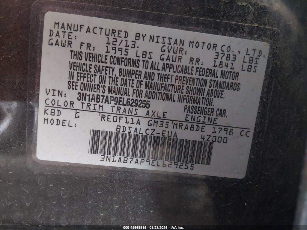 3N1AB7AP9EL629255 2014 NISSAN SENTRA photo no. 9