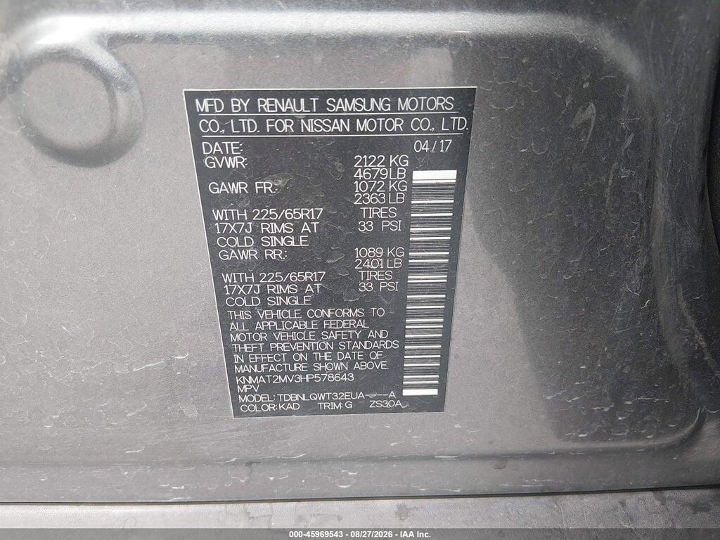 KNMAT2MV3HP578643 2017 NISSAN ROGUE photo no. 9