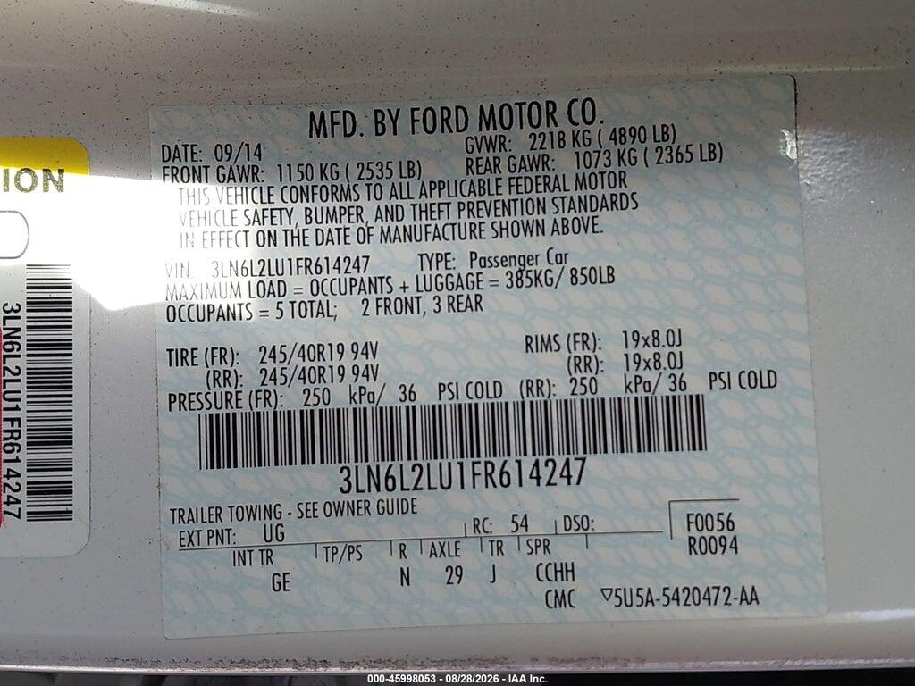 3LN6L2LU1FR614247 2015 LINCOLN MKZ HYBRID photo no. 9