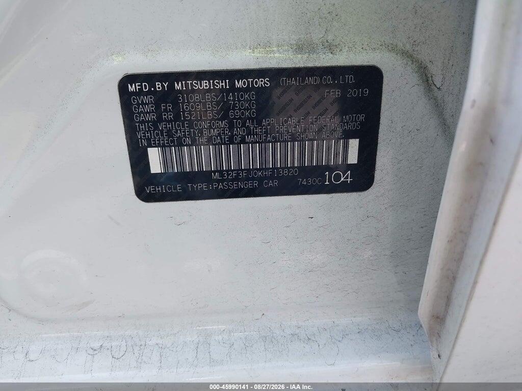 ML32F3FJ0KHF13820 2019 MITSUBISHI MIRAGE G4 photo no. 9
