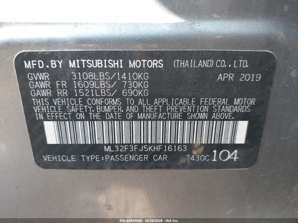 ML32F3FJ5KHF16163 2019 MITSUBISHI MIRAGE G4 photo no. 9