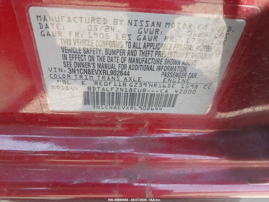 3N1CN8EVXRL902644 2024 NISSAN VERSA photo no. 9