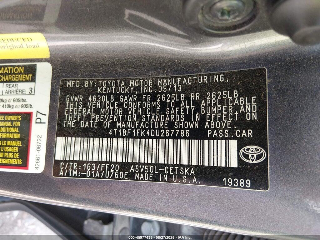 4T1BF1FK4DU267786 2013 TOYOTA CAMRY photo no. 9