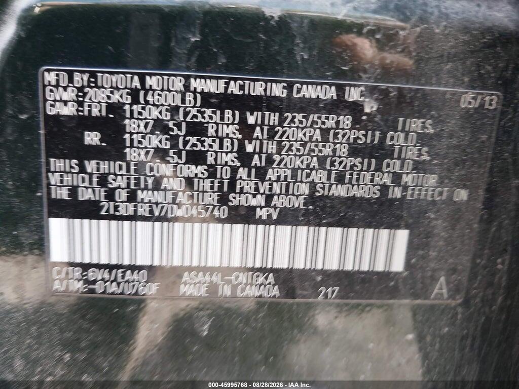 2T3DFREV7DW045740 2013 TOYOTA RAV4 photo no. 9
