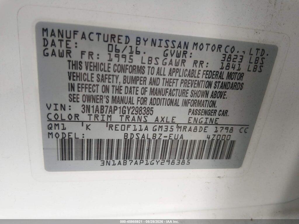3N1AB7AP1GY298385 2016 NISSAN SENTRA photo no. 9