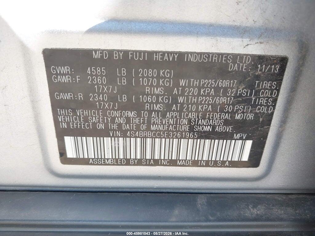 4S4BRBCC5E3261965 2014 SUBARU OUTBACK photo no. 9