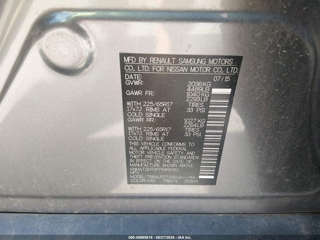 KNMAT2MT6FP589082 2015 NISSAN ROGUE photo no. 9