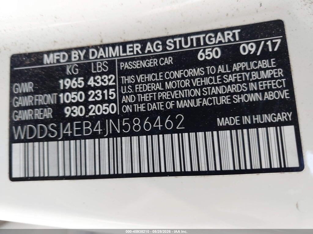 WDDSJ4EB4JN586462 2018 MERCEDES-BENZ CLA 250 photo no. 9
