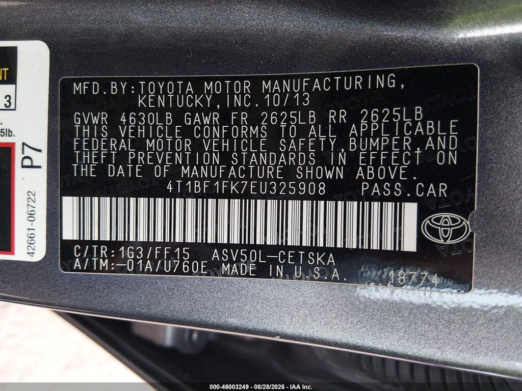 4T1BF1FK7EU325908 2014 TOYOTA CAMRY photo no. 9