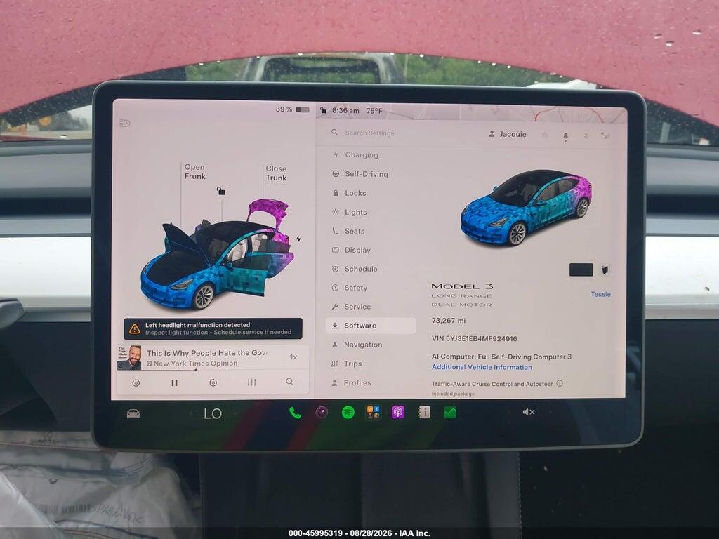 5YJ3E1EB4MF924916 2021 TESLA MODEL 3 photo no. 7