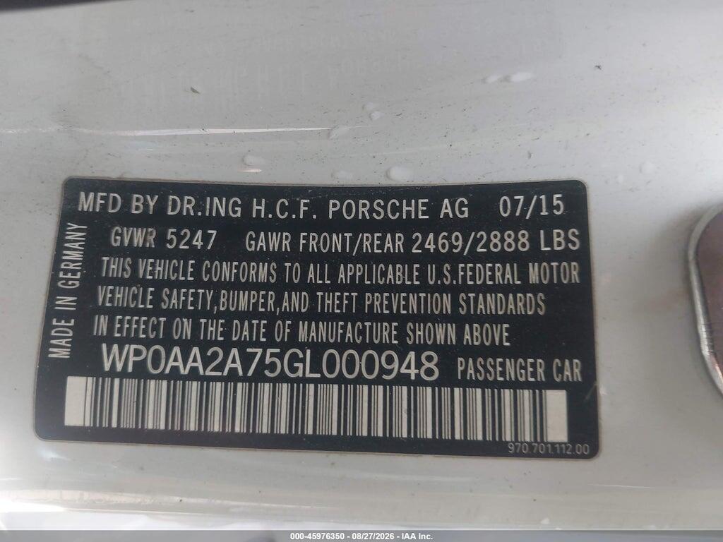 WP0AA2A75GL000948 2016 PORSCHE PANAMERA photo no. 9
