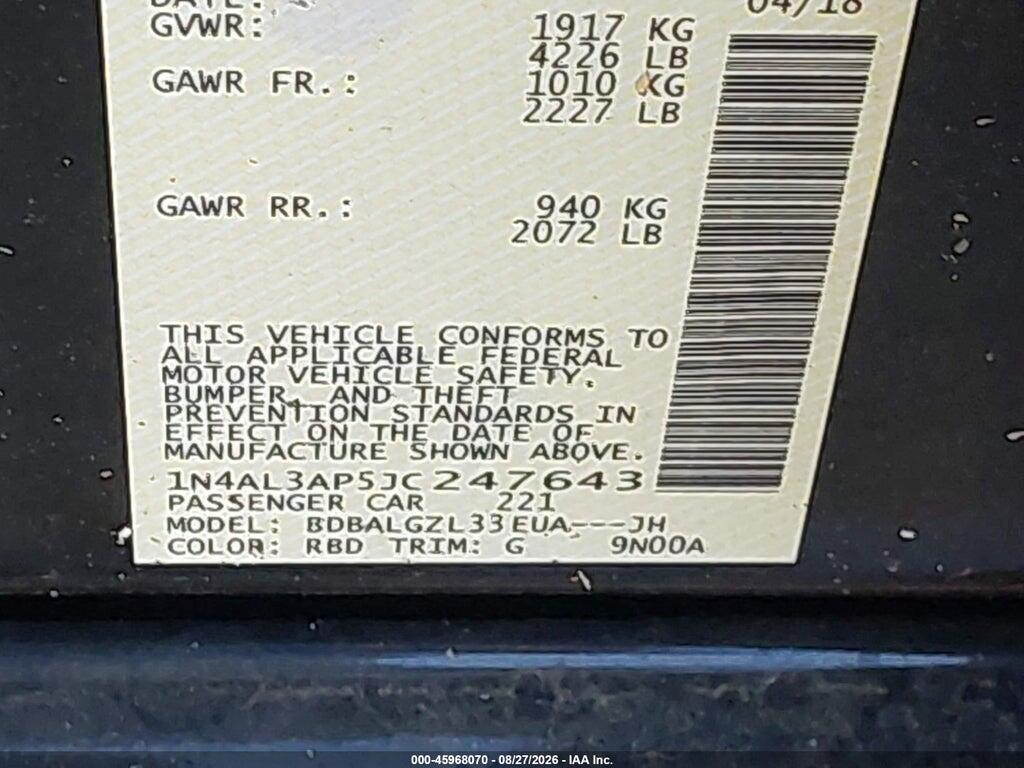 1N4AL3AP5JC247643 2018 NISSAN ALTIMA photo no. 9