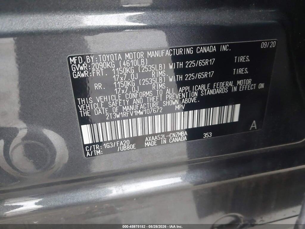 2T3W1RFV1MW107672 2021 TOYOTA RAV4 photo no. 9