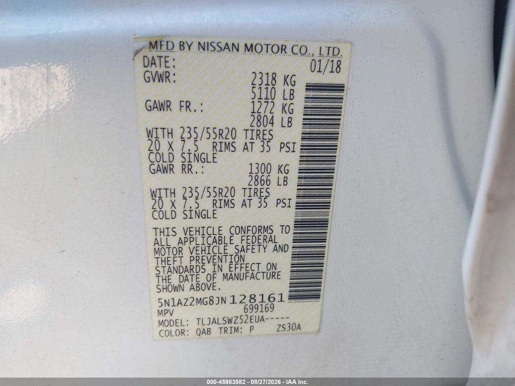 5N1AZ2MG8JN128161 2018 NISSAN MURANO photo no. 9