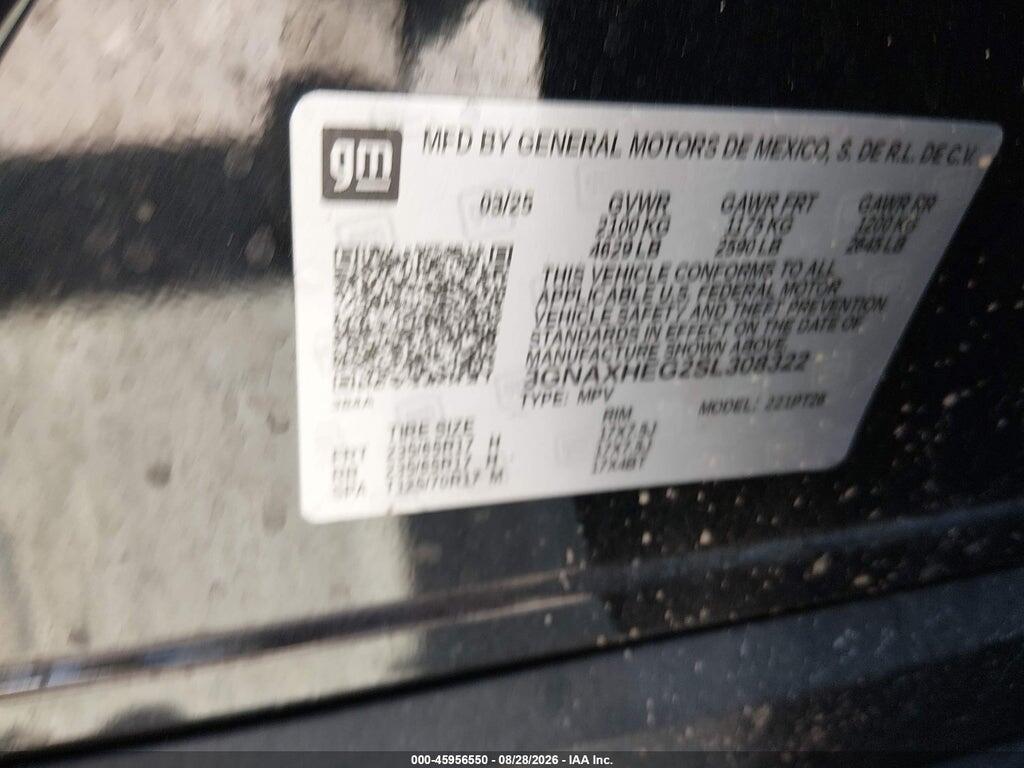 3GNAXHEG2SL308322 2025 CHEVROLET EQUINOX photo no. 9
