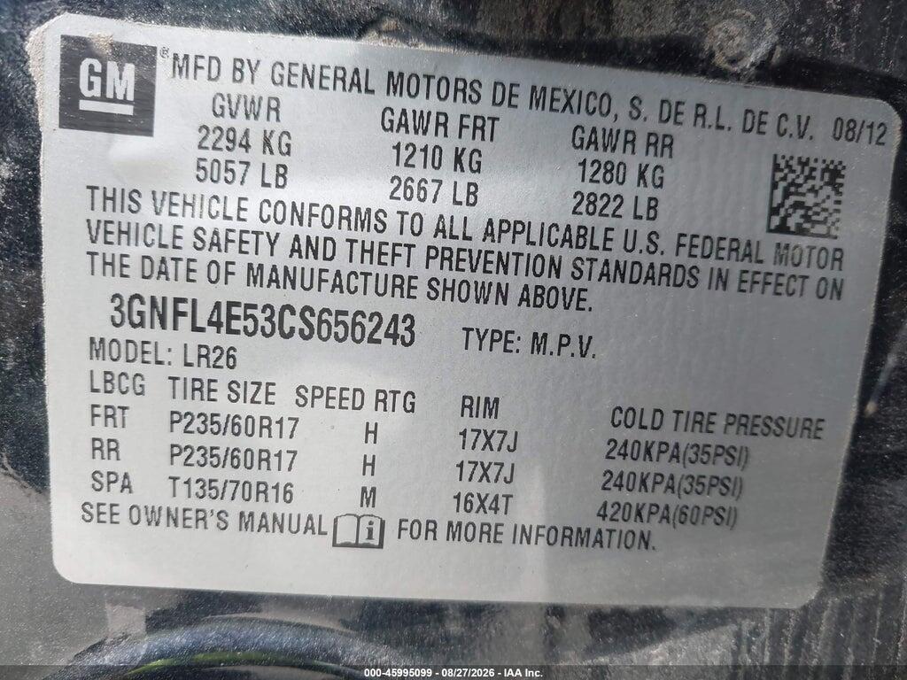 3GNFL4E53CS656243 2012 CHEVROLET CAPTIVA SPORT photo no. 9