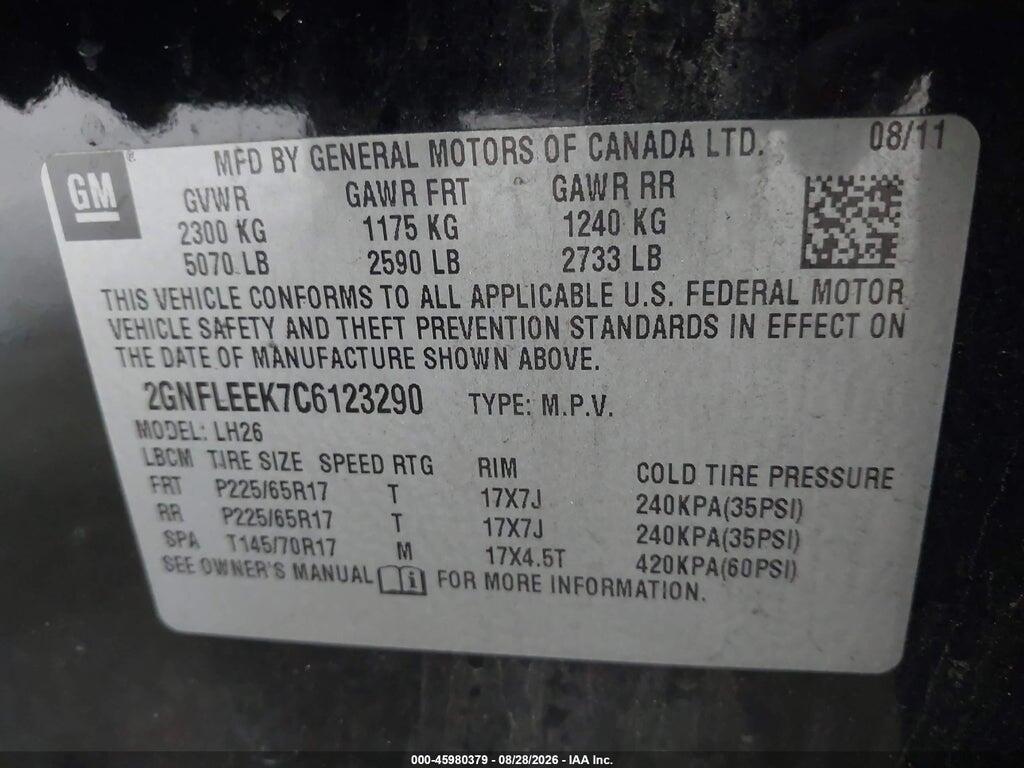 2GNFLEEK7C6123290 2012 CHEVROLET EQUINOX photo no. 9