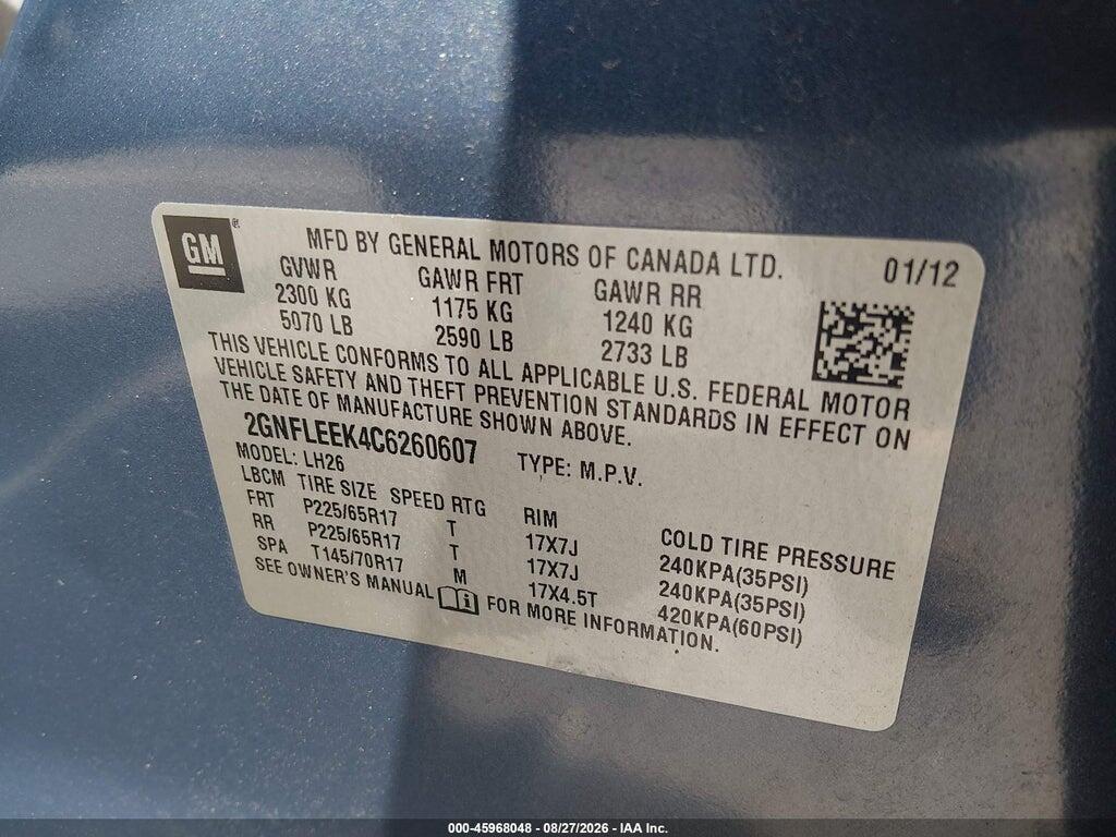 2GNFLEEK4C6260607 2012 CHEVROLET EQUINOX photo no. 9