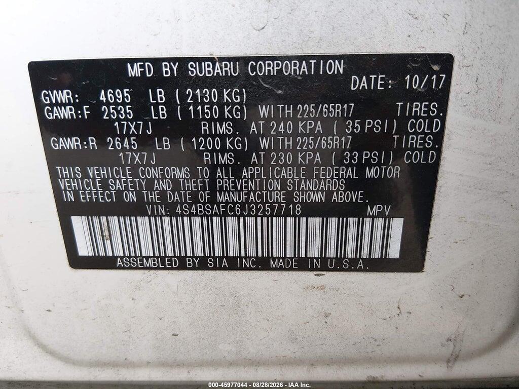 4S4BSAFC6J3257718 2018 SUBARU OUTBACK photo no. 9