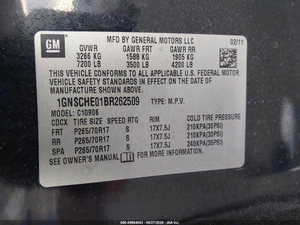 1GNSCHE01BR262509 2011 CHEVROLET SUBURBAN 1500 photo no. 9