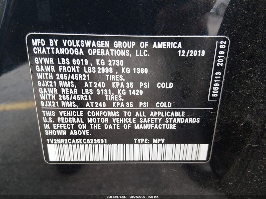 1V2NR2CA5KC623691 2019 VOLKSWAGEN ATLAS photo no. 9