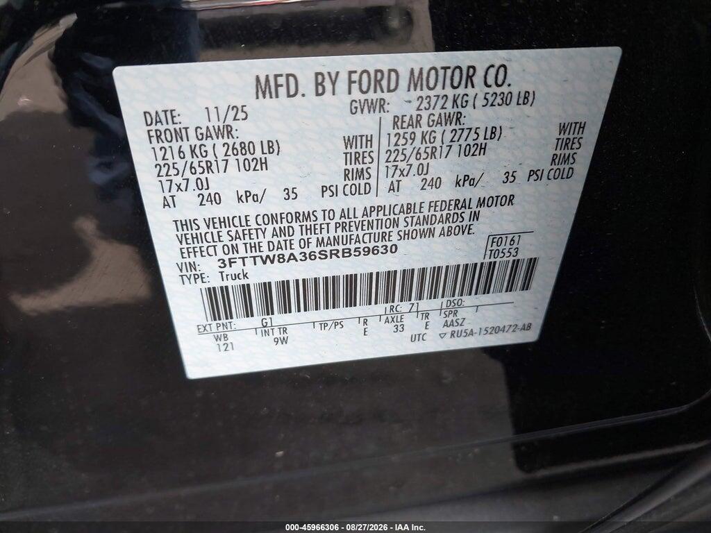 3FTTW8A36SRB59630 2025 FORD MAVERICK photo no. 9