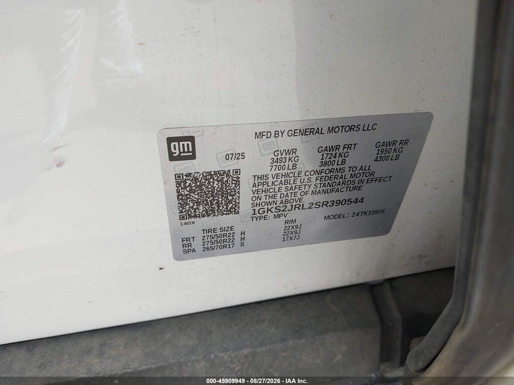 1GKS2JRL2SR390544 2025 GMC YUKON XL photo no. 9